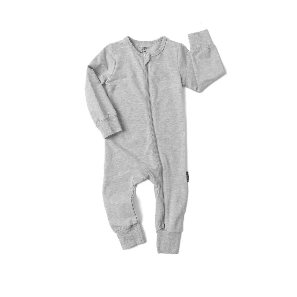 Little Bipsy Unisex 2-WAY ZIP ROMPER - Grey 18-24M
